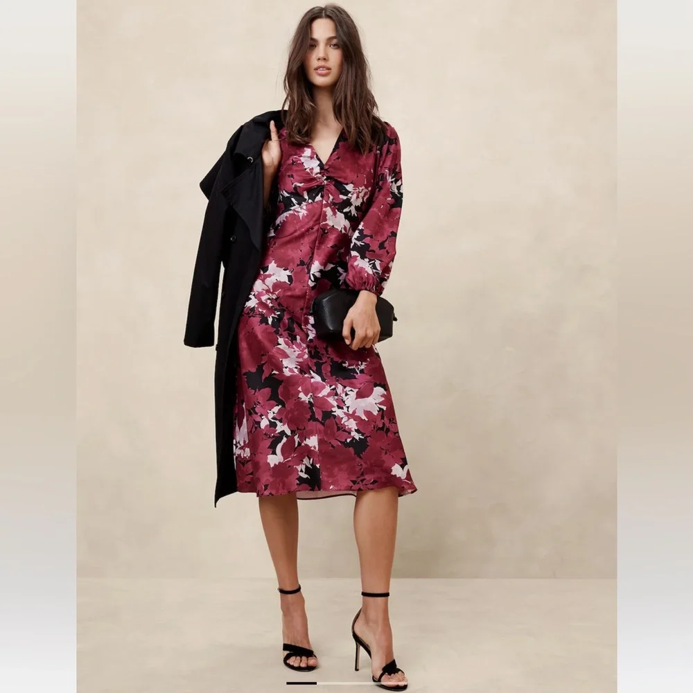 Banana Republic Factory Silky Column Midi Dress - 12 - Picture 1 of 6